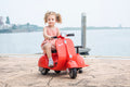 6V Licensed Vespa Scooter Motorcycle With Side Car For Kids, Red Red Chrome