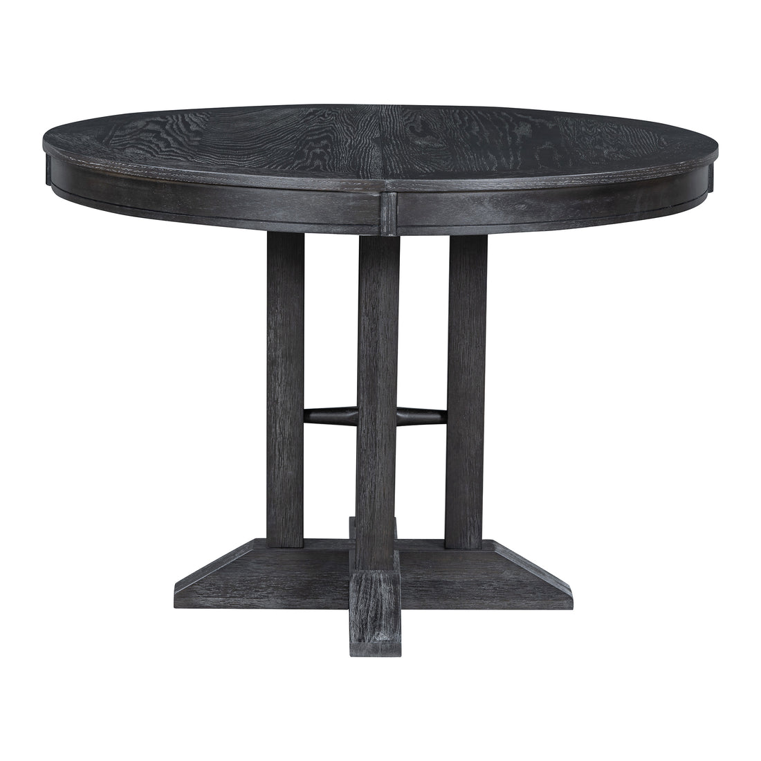 Farmhouse Dining Table Extendable Round Table For Kitchen, Dining Room Black Black Solid Wood Mdf