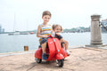 6V Licensed Vespa Scooter Motorcycle With Side Car For Kids, Red Red Chrome