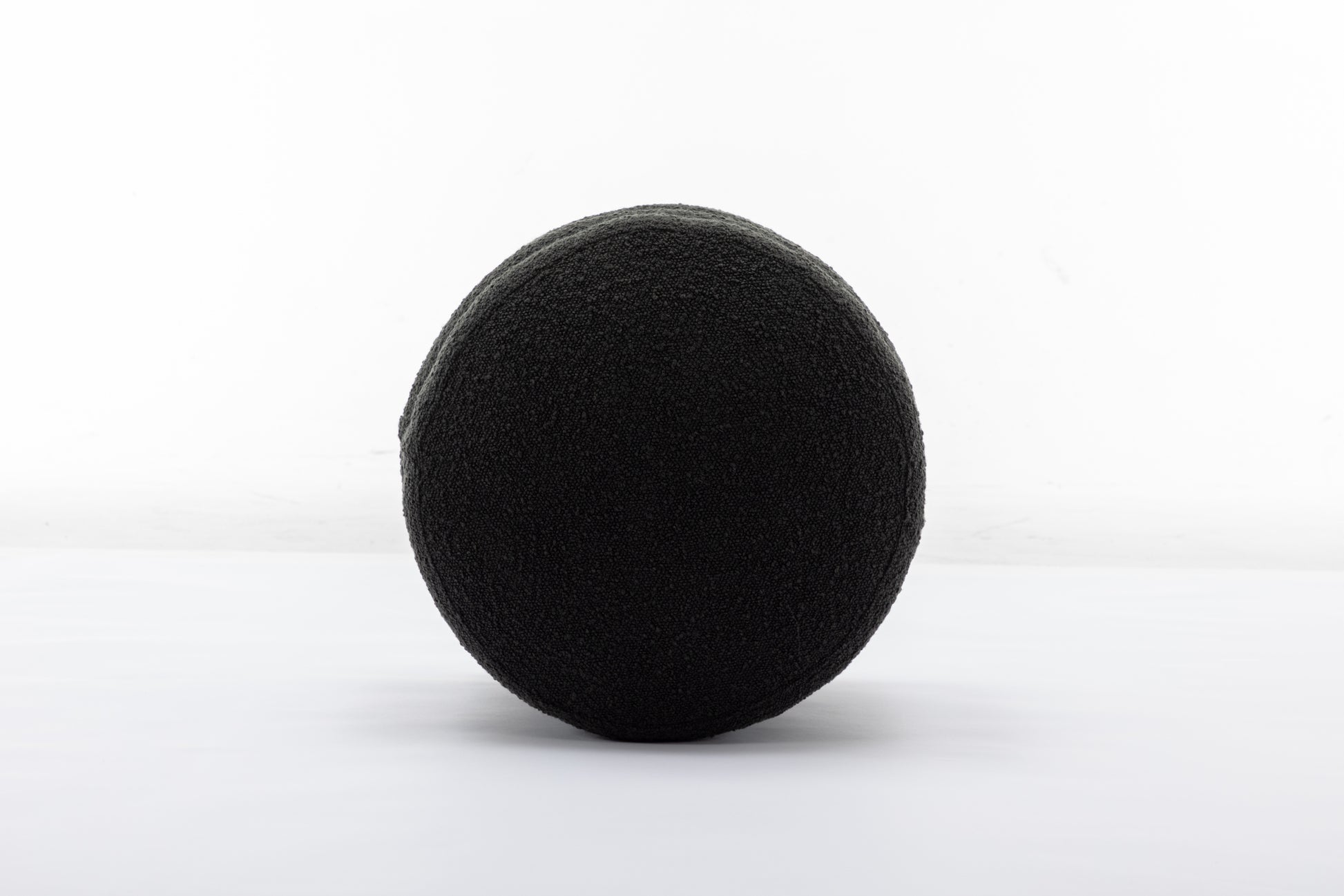 006 Soft Boucle Round Ottoman Footrest Stool,Black Black Boucle