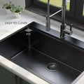 30 Inch Topmount Gunmetal Black Workstation 18 Gauge Stainless Steel Kitchen Sink With Black Spring Neck Faucet Gunmetal Black Stainless Steel