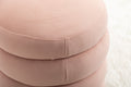 006 Soft Velvet Round Ottoman Footrest Stool,Pink Pink Velvet