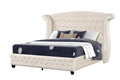 Sophia Crystal Tufted King Bed Made With Wood In Cream Box Spring Not Required King Cream Wood Bedroom Contemporary,Modern Upholstered Velvet Wood