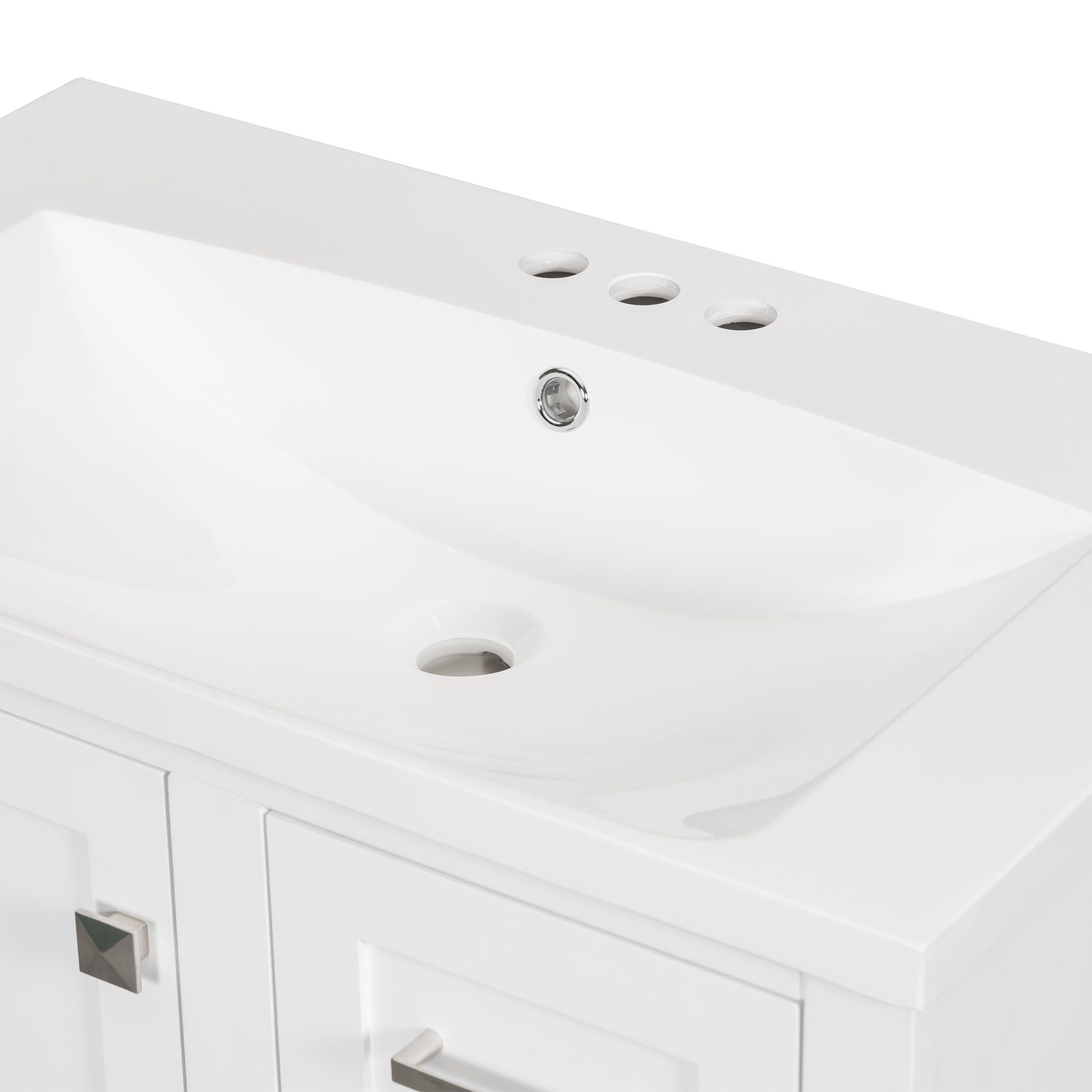 30" Bathroom Vanitymodern Bathroom Cabinet With Sink Combo Set, Bathroom Storage Cabinet With A Soft Closing Door And 3 Drawers, Solid Wood Frame Resin Basin White Solid Wood Mdf