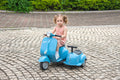 6V Licensed Vespa Scooter Motorcycle With Side Car For Kids, Blue Blue Chrome