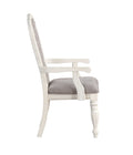 Florian Arm Chair Set 2 , Gray Fabric & Antique White Finish Dn01655 Gray Fabric