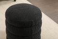 006 Soft Boucle Round Ottoman Footrest Stool,Black Black Boucle