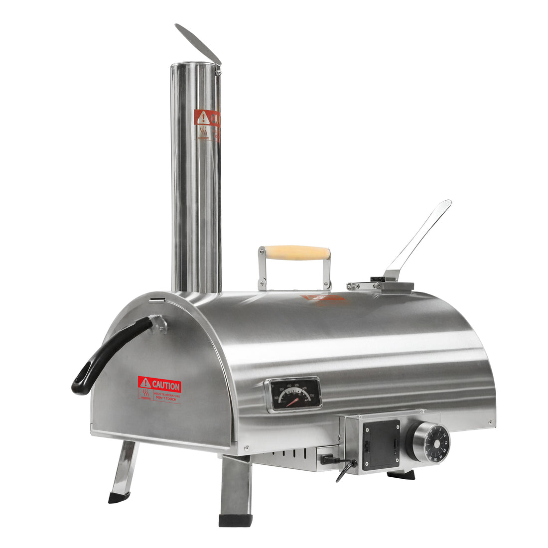 Pizza Oven Outdoor 12" Automatic Rotatable Pizza Ovens Portable Stainless Steel Wood Fired Pizza Oven Pizza Maker With Built In Thermometer Pizza Cutter Carry Bag Silver Garden & Outdoor American Design Stainless Steel Stainless Steel