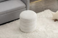 006 Soft Boucle Round Ottoman Footrest Stool,White White Boucle