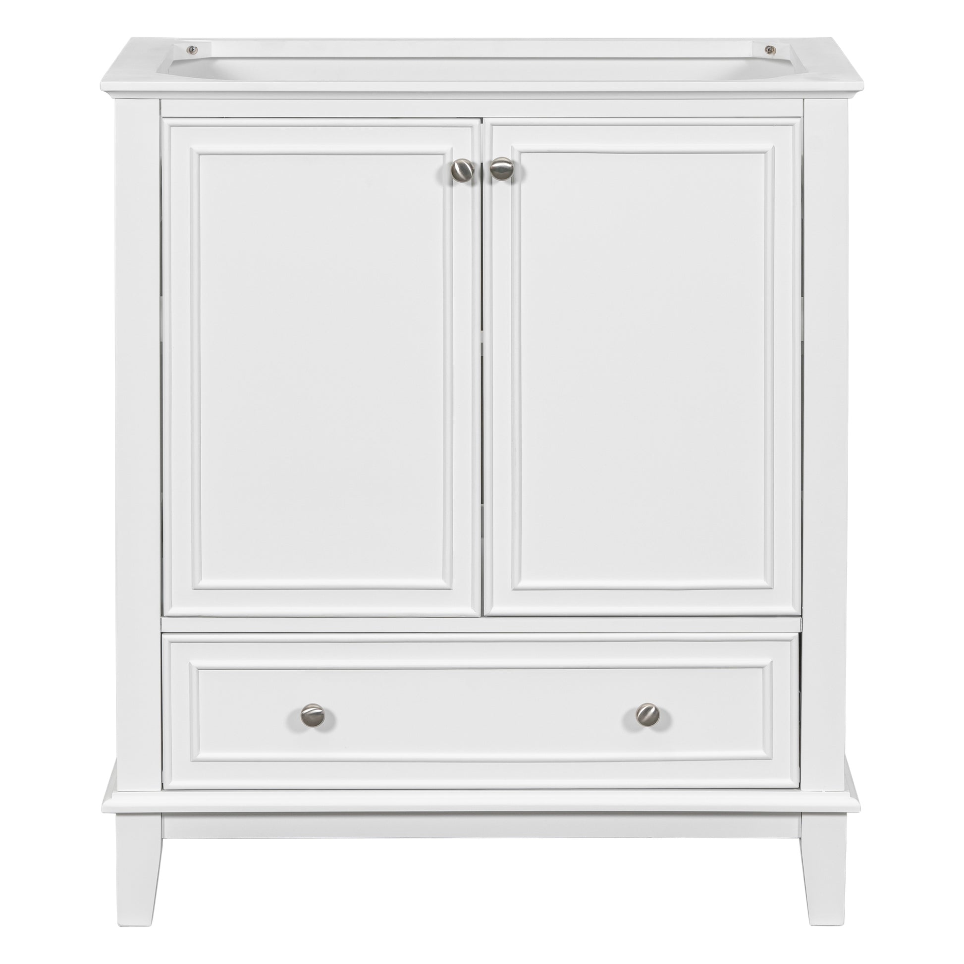 30" Bathroom Vanity Without Sink, Base Only, Multi Functional Bathroom Cabinet With Doors And Drawer, Solid Frame And Mdf Board, White White Solid Wood Mdf