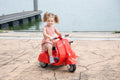 6V Licensed Vespa Scooter Motorcycle With Side Car For Kids, Red Red Chrome