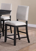 Transitional Relaxed Vintage Style 2Pc Warm Charcoal Black Finish Trim Counter Height Chairs Standard Height Dining Chairs Gray Fabric Upholstery Charcoal Dining Room Contemporary,Transitional Dining Chairs Tufted Back Wood