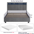 Luxury Gas Lift Storage Bed With Rf Led Lights, Storage Headboard ,Full Size ,Velvet Grey Box Spring Not Required Full Dark Grey Wood Brown Bedroom American Design Poplar Slat Beds Polyester Velvet Metal & Wood