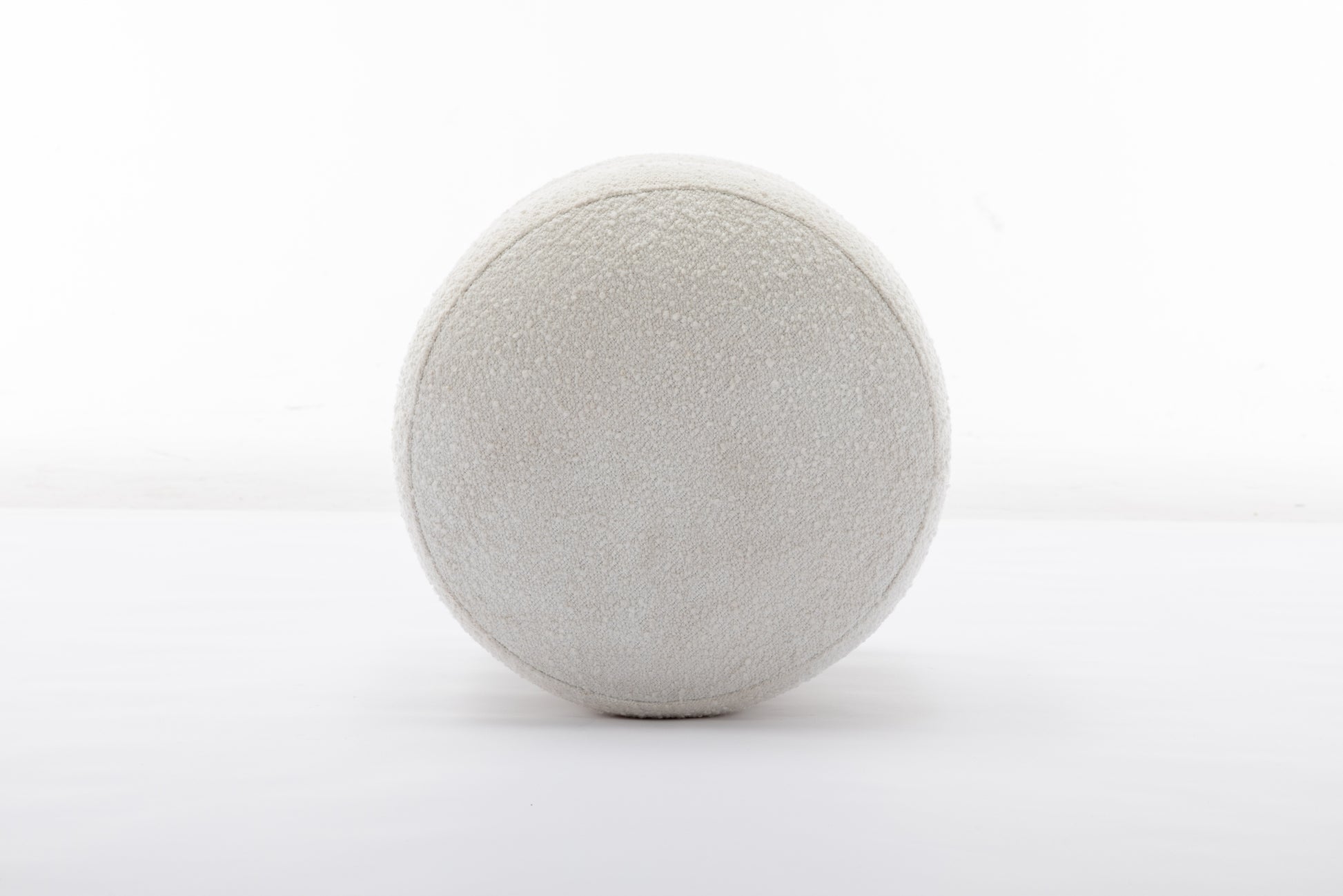 006 Soft Boucle Round Ottoman Footrest Stool,White White Boucle