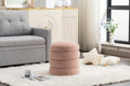 006 Soft Velvet Round Ottoman Footrest Stool,Pink Pink Velvet