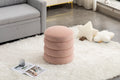 006 Soft Velvet Round Ottoman Footrest Stool,Pink Pink Velvet