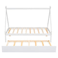 Twin Size Tent Floor Bed, Teepee Bed, With Trundle,White Twin White Wood Bedroom American Design Pine Bed Frame Pine