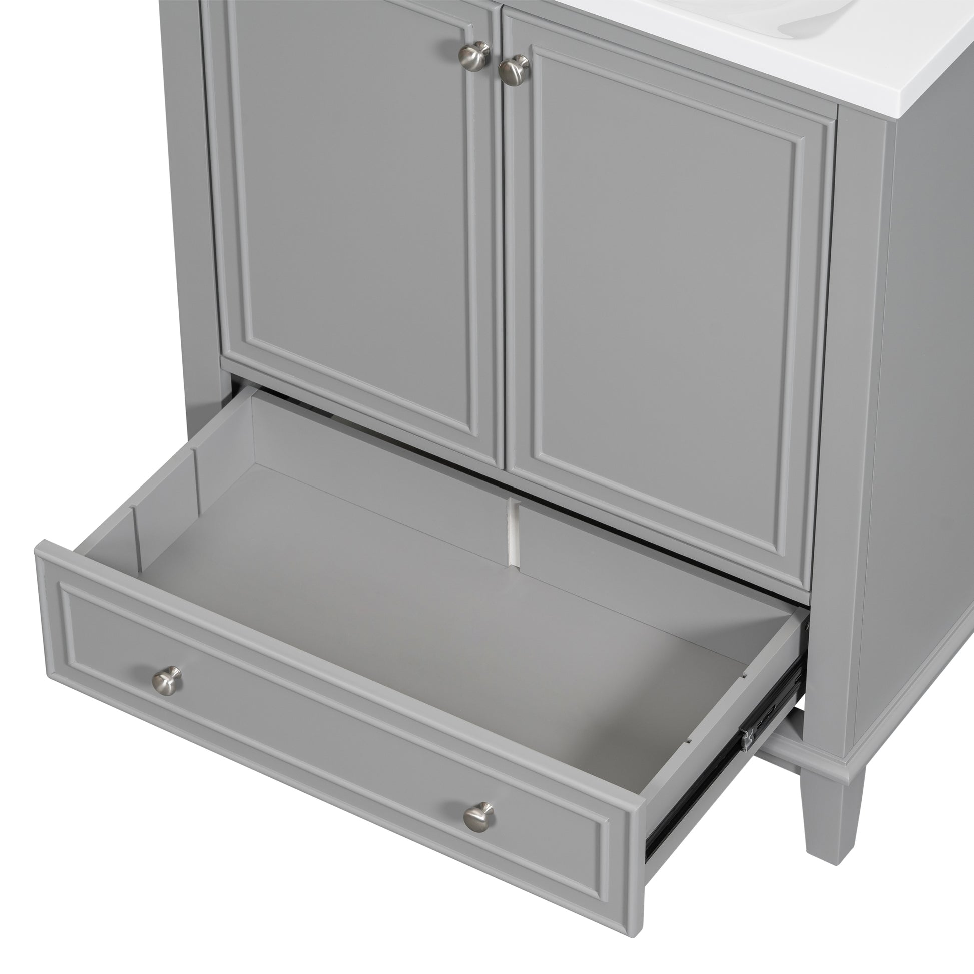 30" Bathroom Vanity Without Sink, Base Only, Multi Functional Bathroom Cabinet With Doors And Drawer, Solid Frame And Mdf Board, Grey Grey Solid Wood Mdf