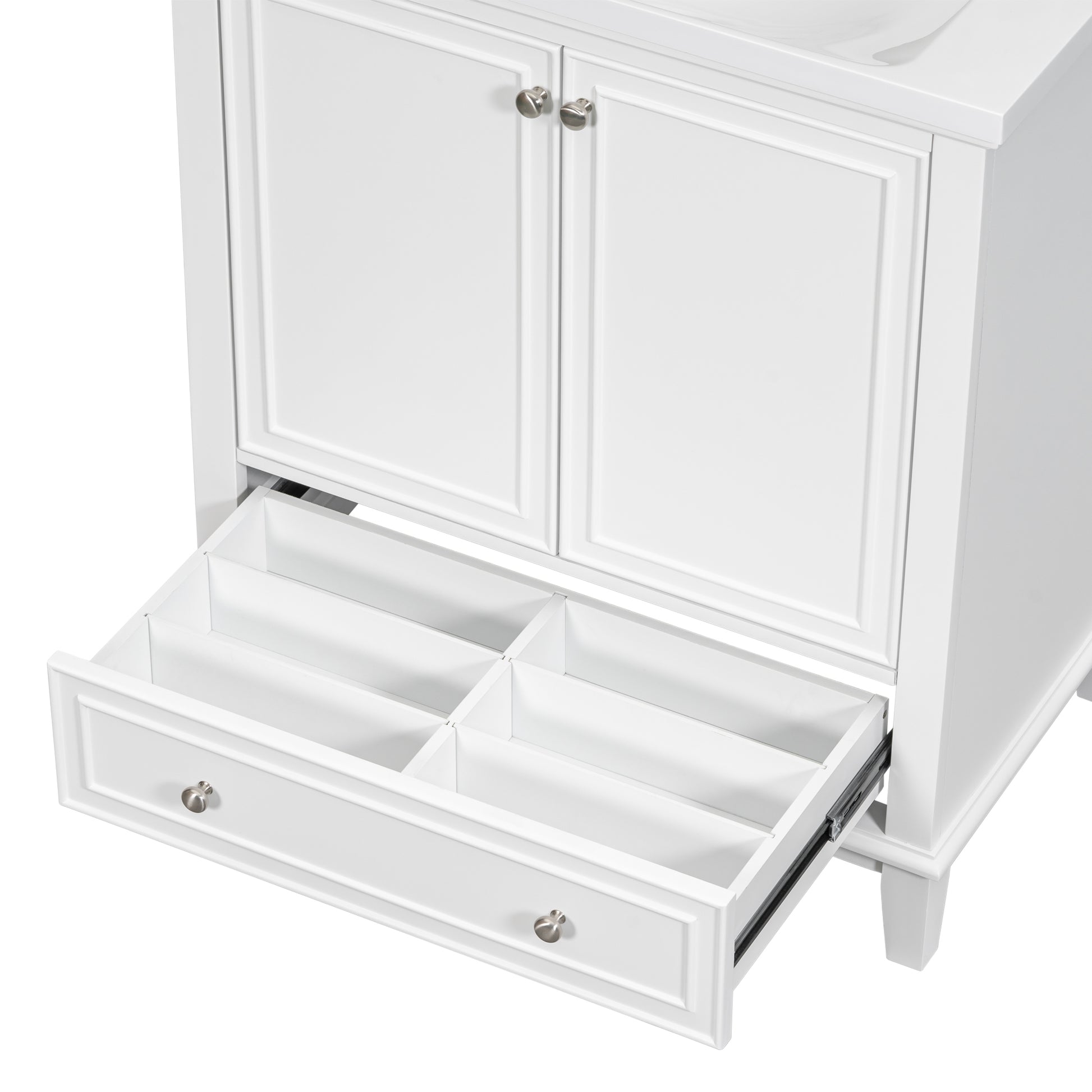 30" Bathroom Vanity Without Sink, Base Only, Multi Functional Bathroom Cabinet With Doors And Drawer, Solid Frame And Mdf Board, White White Solid Wood Mdf