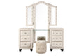 Maya Crystal Tufted King 5 Pc Vanity Bedroom Set Made With Wood In Cream Box Spring Not Required King Cream Wood 5 Piece Set Bedroom Contemporary,Modern Upholstered Velvet Tufted Wood