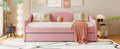 Teddy Fleece Twin Size Upholstered Daybed With Light And Trundle, Pink Twin Pink Fleece