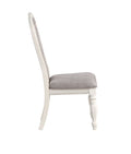 Florian Side Chair Set 2 , Gray Fabric & Antique White Finish Dn01654 Gray Fabric