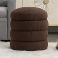 006 Soft Boucle Round Ottoman Footrest Stool,Brown Brown Boucle