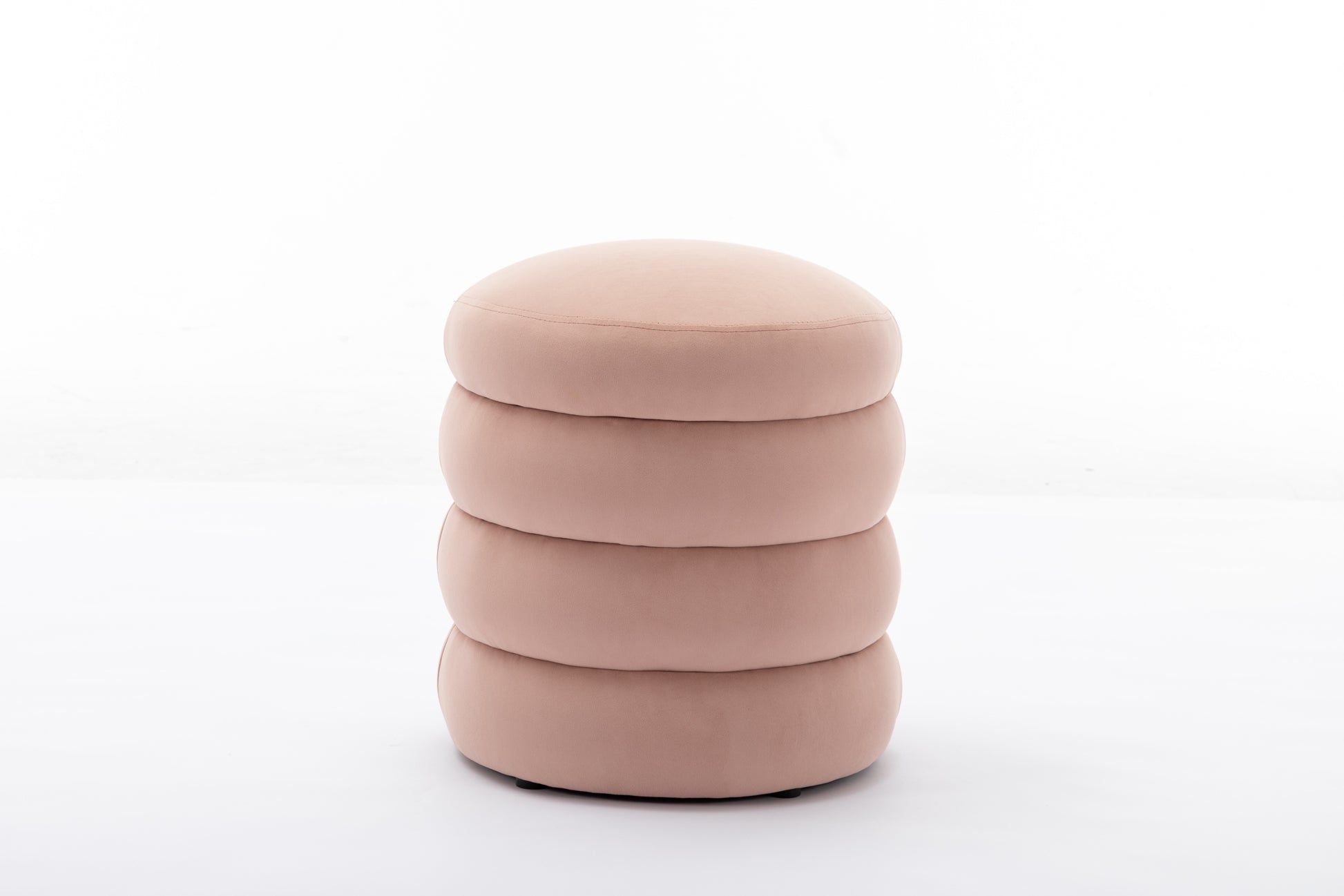 006 Soft Velvet Round Ottoman Footrest Stool,Pink Pink Velvet