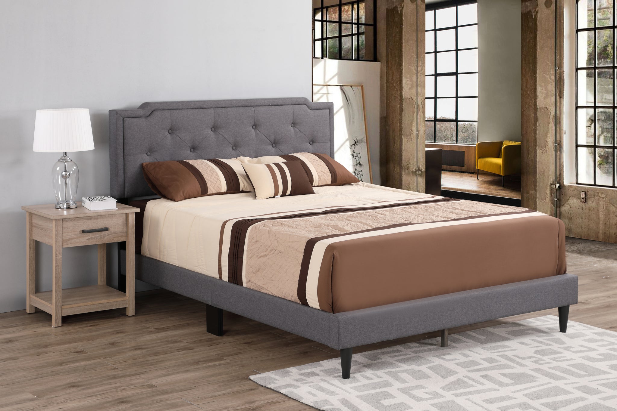 Deb G1104 QB UP Queen Bed All In One gray-foam-fabric