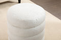 006 Soft Boucle Round Ottoman Footrest Stool,White White Boucle