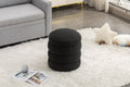 006 Soft Boucle Round Ottoman Footrest Stool,Black Black Boucle