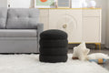 006 Soft Boucle Round Ottoman Footrest Stool,Black Black Boucle