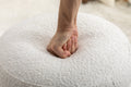 006 Soft Boucle Round Ottoman Footrest Stool,White White Boucle