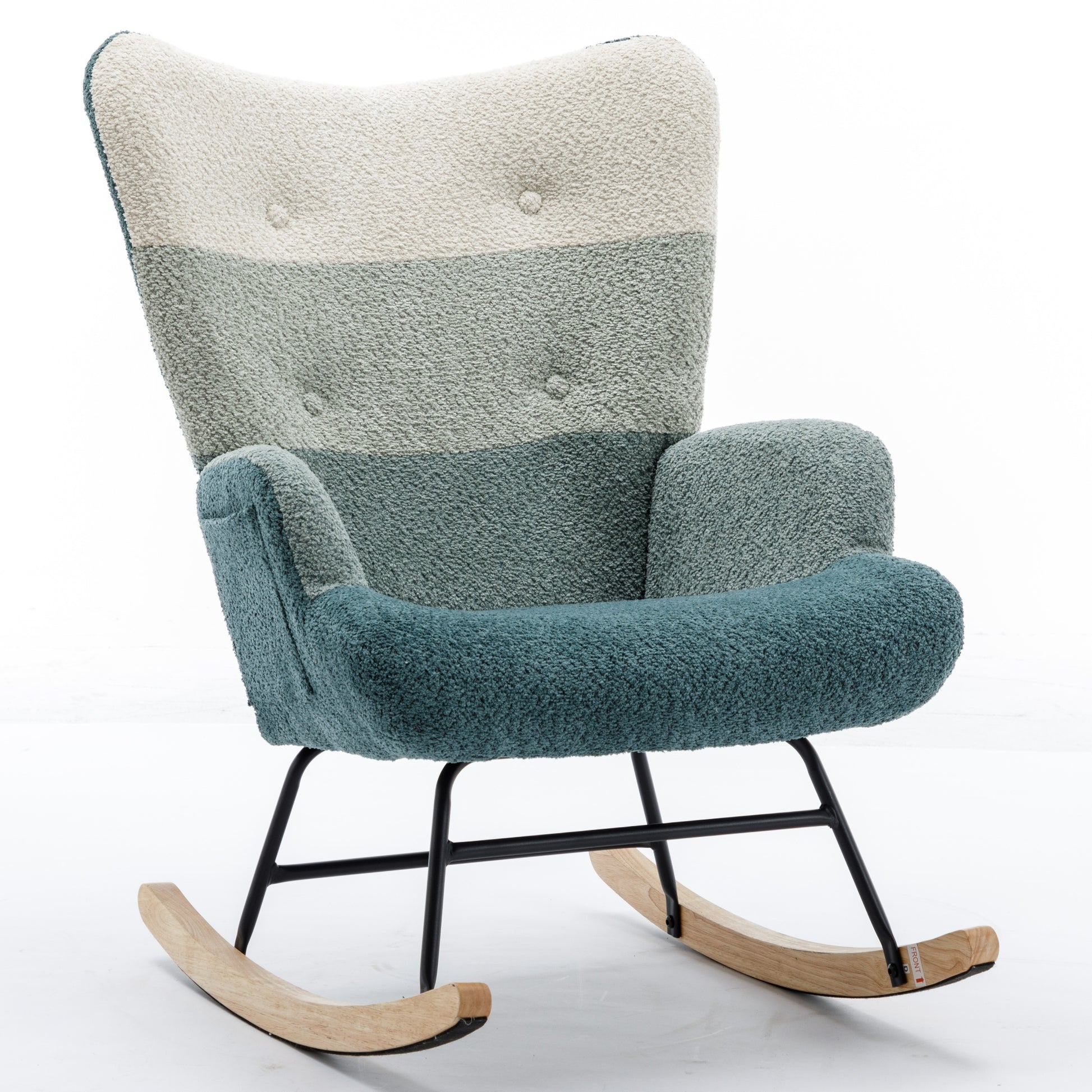 Modern Patchwork Accent Chair With Solid Wood Armrest And Feet, Mid Century Modern Accent Sofa, Fabric Sofa Chair For Living Room Bedroom Studio, Comfy Side Armchair For Bed, Green Dark Green Green Dark Green Foam Teddy