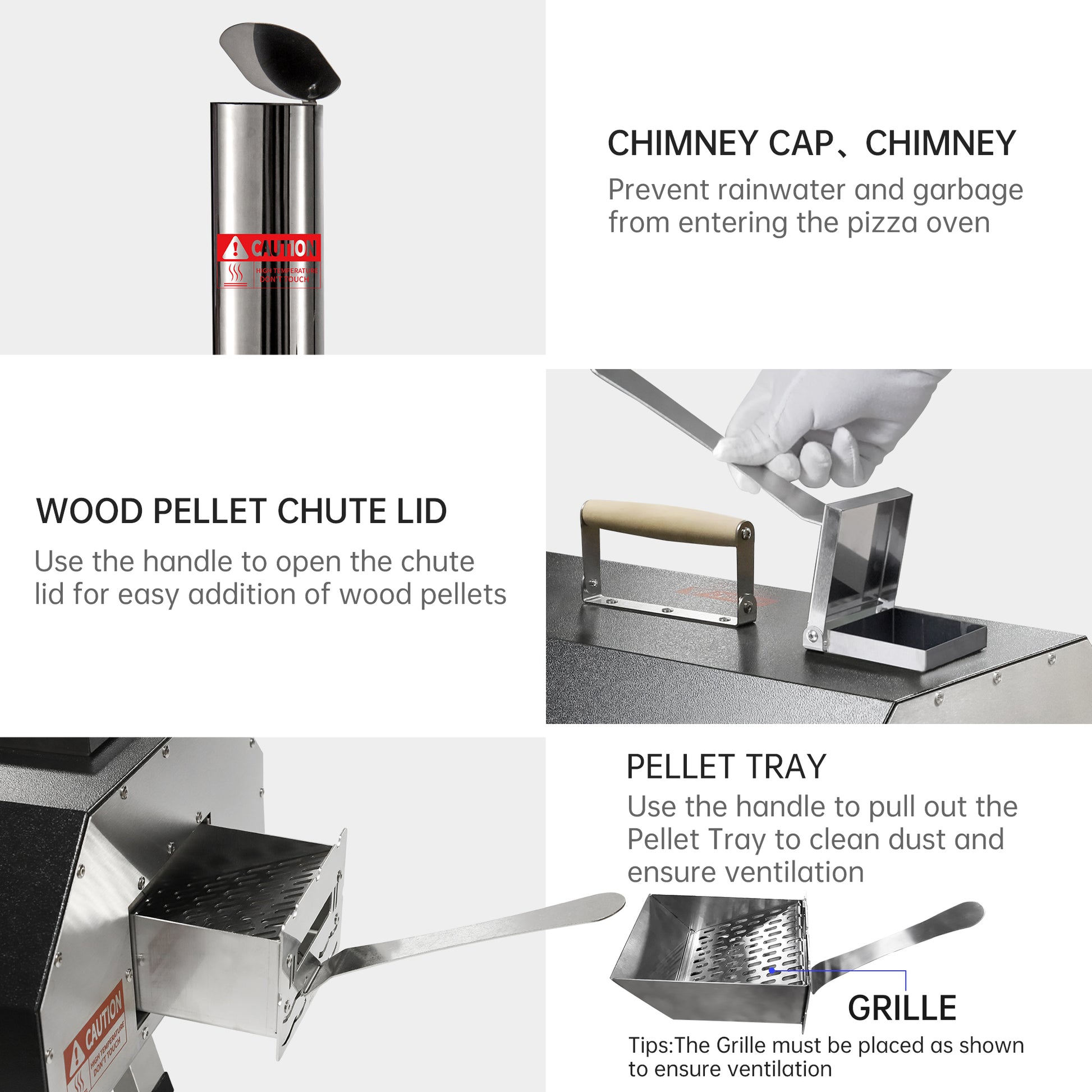 Black 12 Wood Fired Outdoor Pizza Oven Portable Hard Wood Pellet Pizza Oven Ideal For Any Outdoor Kitchen Outdoor Cooking Pizza Maker Backyard Pizza Ovens Countertop Pizza Oven Black Garden & Outdoor American Design Stainless Steel Stainless Steel