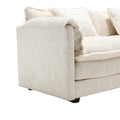 Modern Large Boucle Fabric L Shape Sectional Sofa Beige Boucle 3 Seat