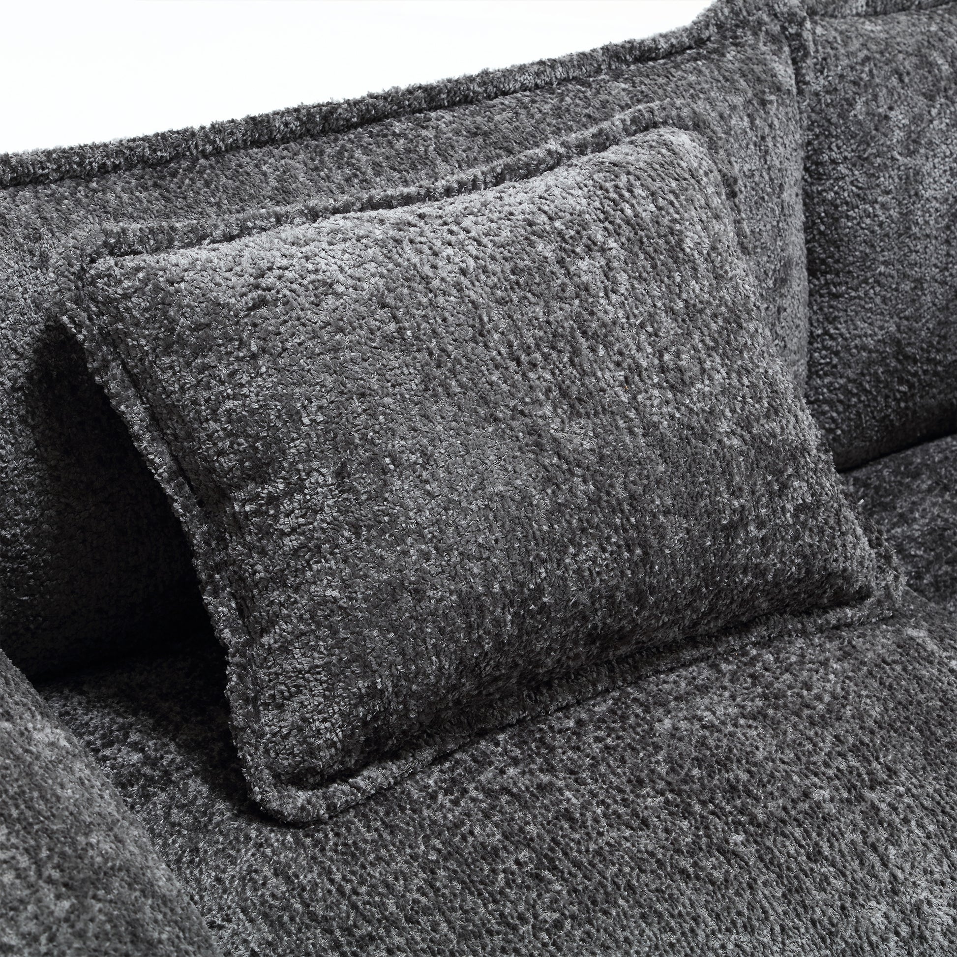 Modern Large Boucle Fabric L Shape Sectional Sofa Gray Boucle 3 Seat