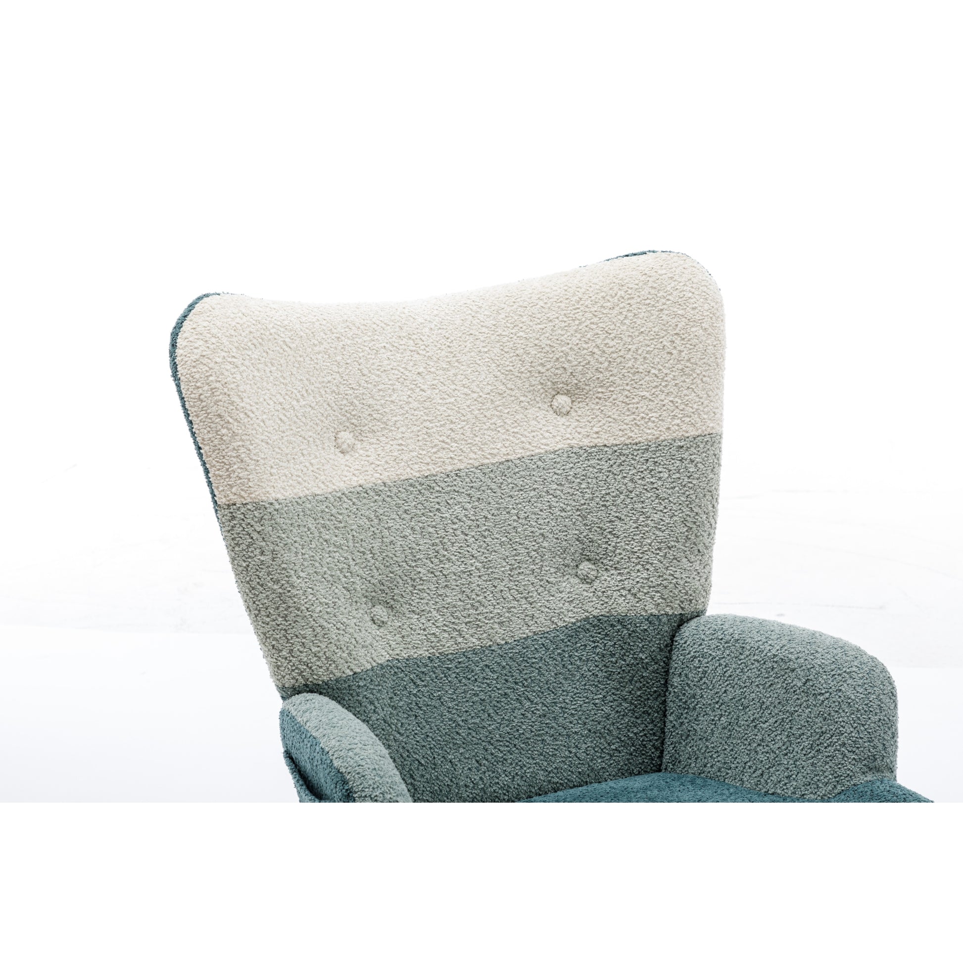 Modern Patchwork Accent Chair With Solid Wood Armrest And Feet, Mid Century Modern Accent Sofa, Fabric Sofa Chair For Living Room Bedroom Studio, Comfy Side Armchair For Bed, Green Dark Green Green Dark Green Foam Teddy