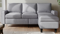 Sofas For Families, Apartments, Dorms, Bonus Rooms, Compact Spaces With Lounge Lounges, 3 Seater, L Shaped Design For The Chaise, 680 Lbs Capacity Light Grey Light Gray Metal & Wood