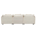 Modern Large Boucle Fabric L Shape Sectional Sofa Beige Boucle 3 Seat