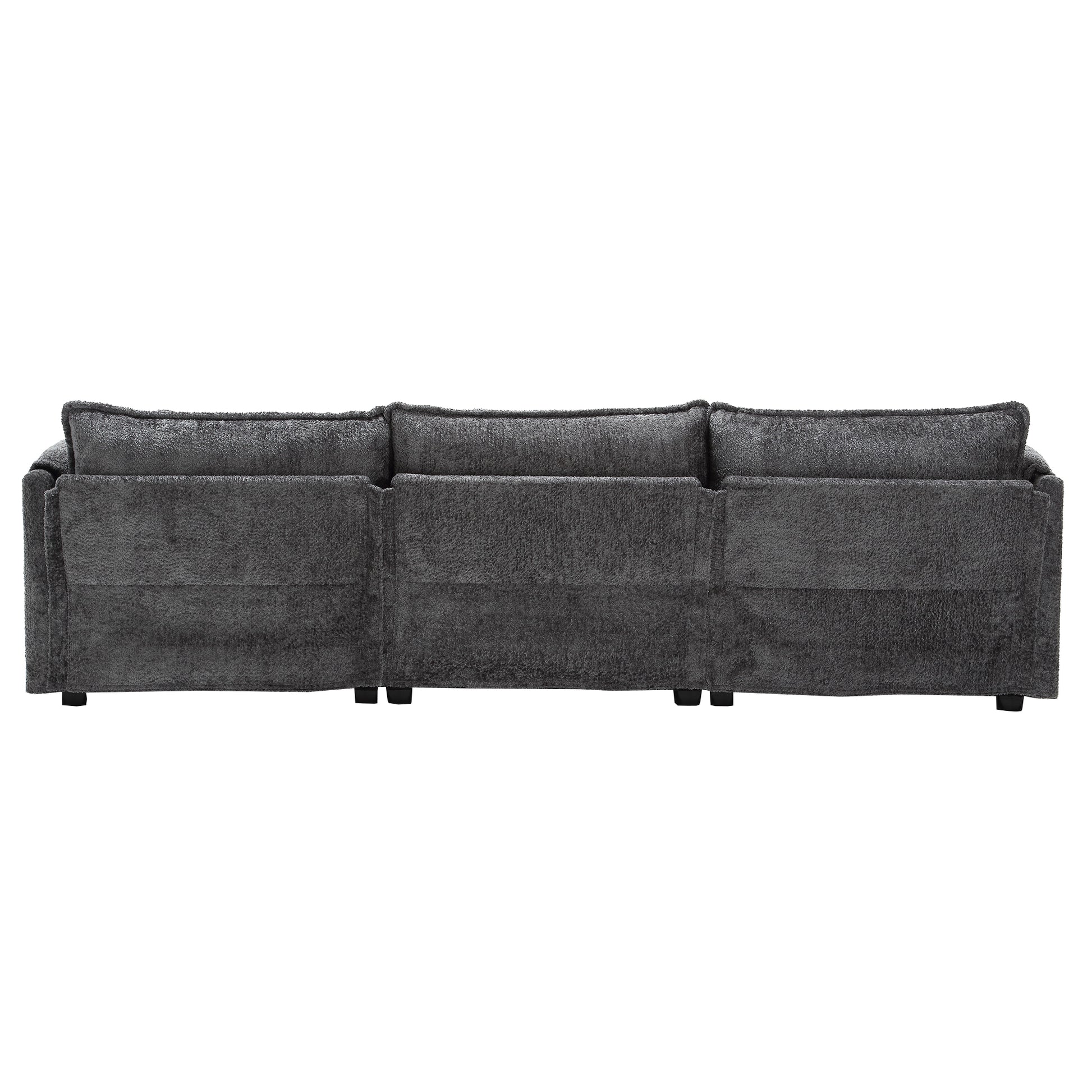 Modern Large Boucle Fabric L Shape Sectional Sofa Gray Boucle 3 Seat