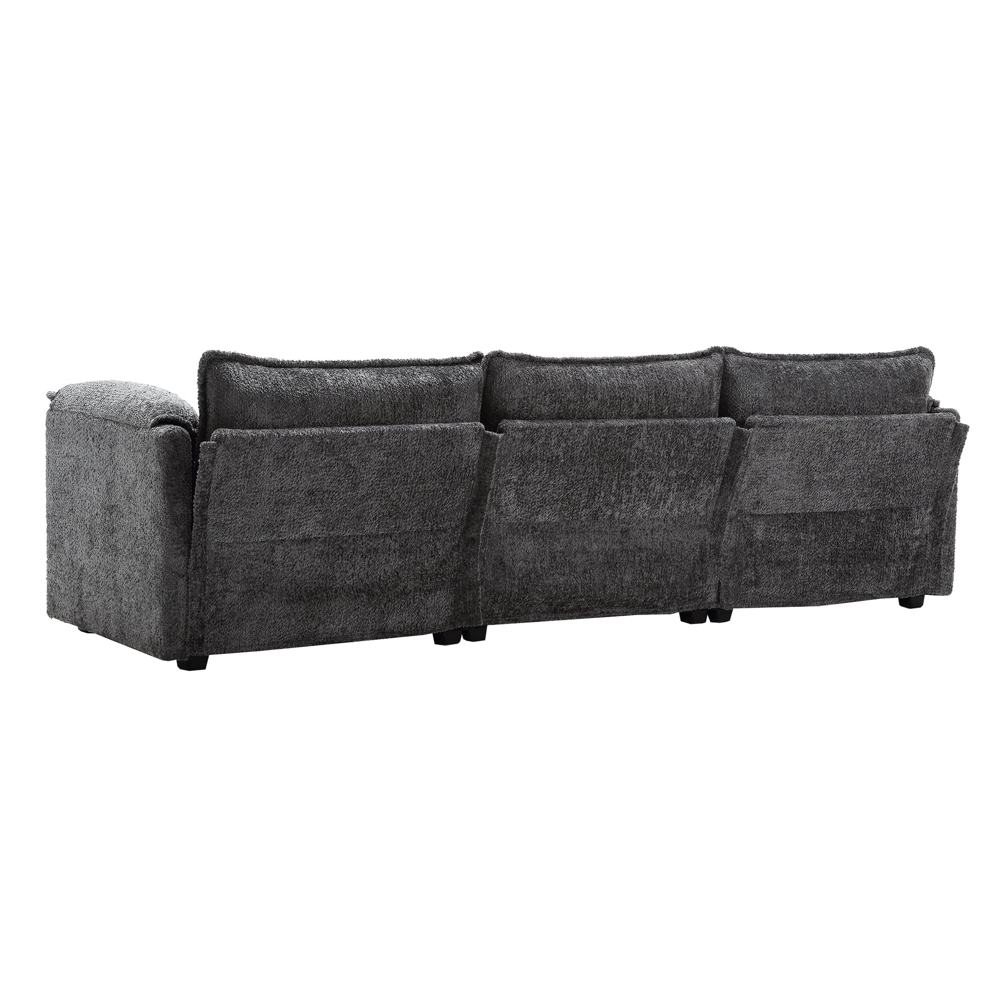 Modern Large Boucle Fabric L Shape Sectional Sofa Gray Boucle 3 Seat