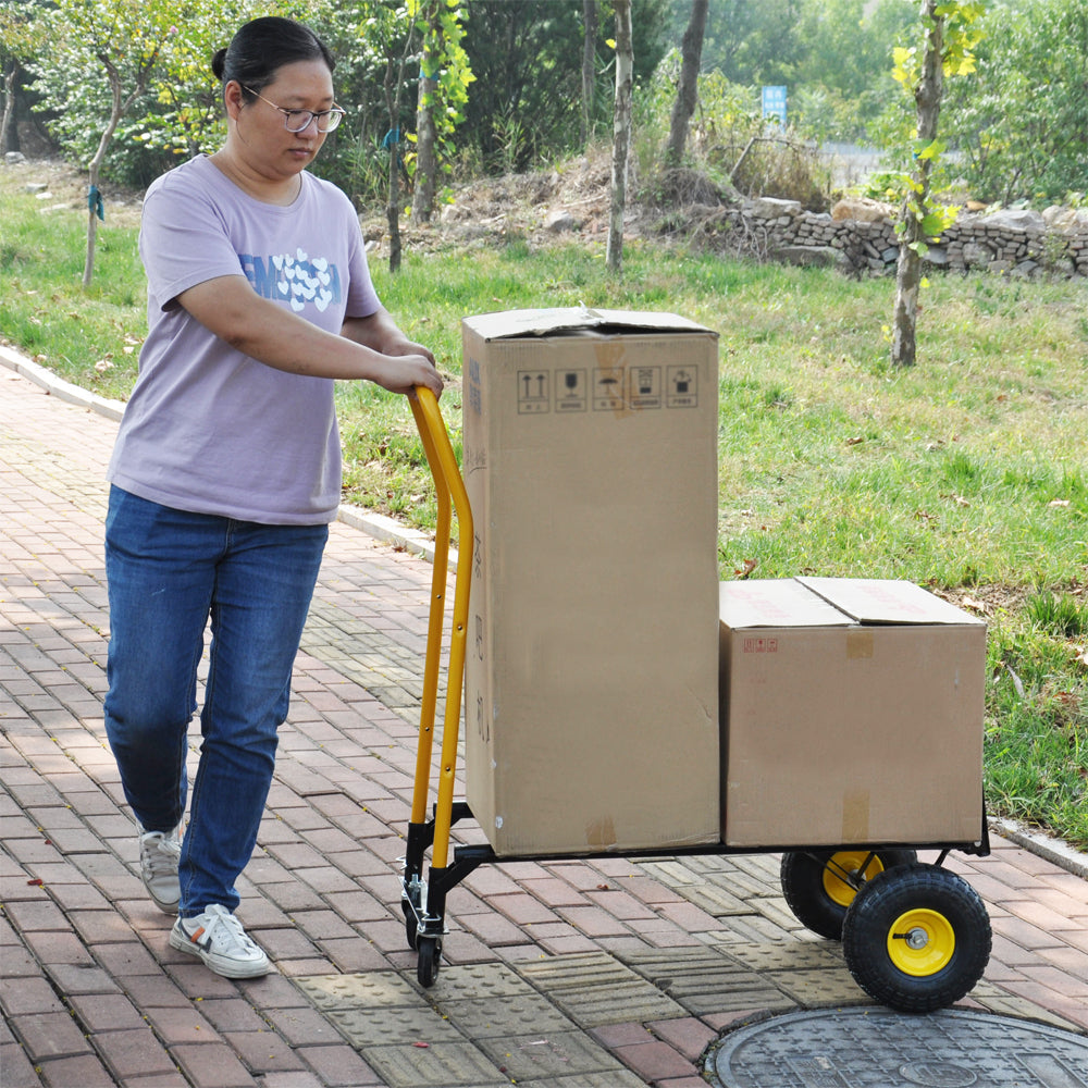 HT1006BK YL Hand Truck Dual Purpose 2 Wheel Dolly Cart black-metal