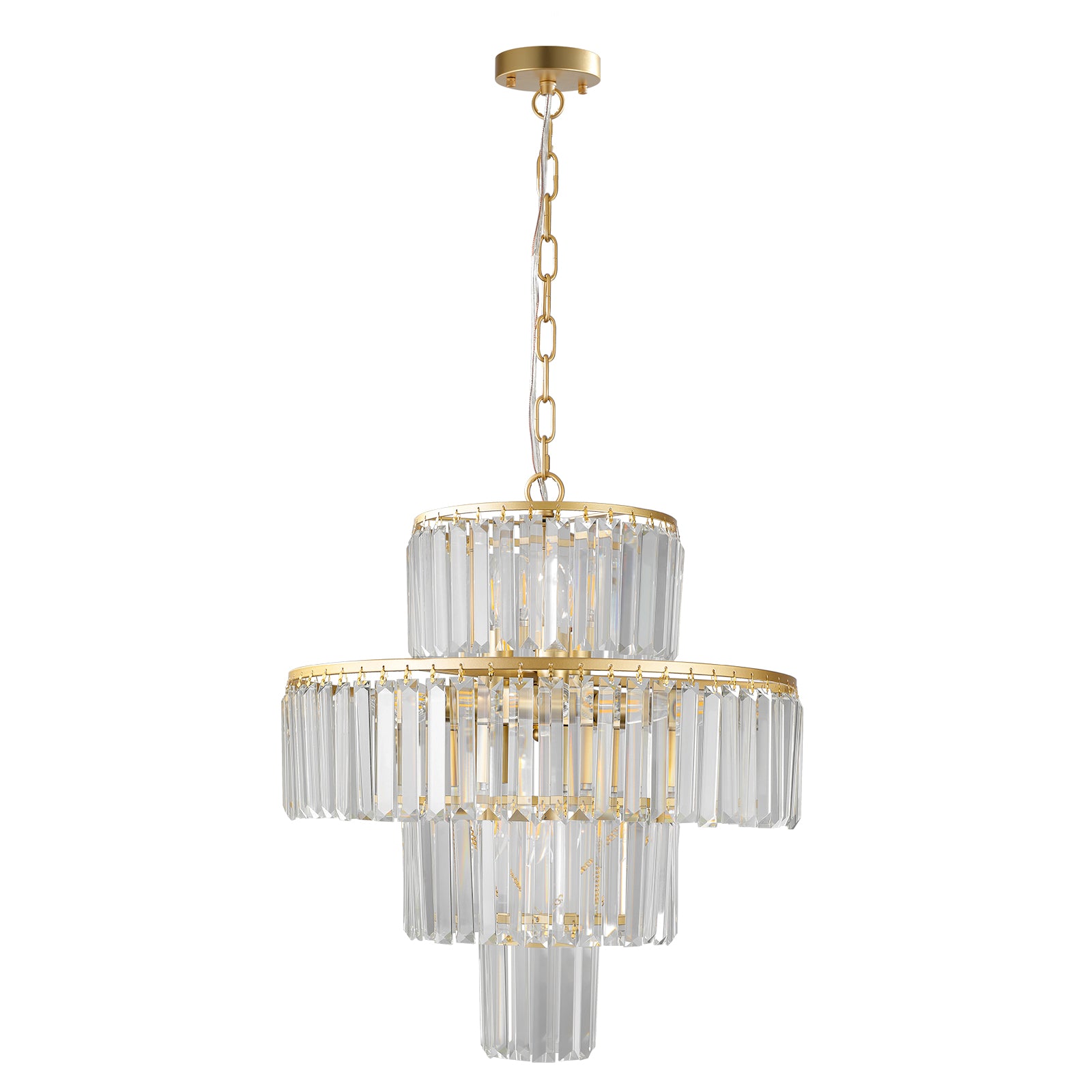 Crystal Chandelier Modern Chandeliers Lights Fixture Hanging Pendant Light Fixture For Dining Room Bedroom Living Room Dia 19.7 Inch Gold Crystal Iron