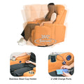 Swivel Rocking Recliner Sofa Chair With Usb Charge Port & Cup Holder For Living Room, Bedroom,Light Orange Orange Foam