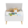 Wooden Toy Box, Kids Toy Storage Organizer With Front Bookshelf, Flip Top Lid, Safety Hinge, Boys Girls Toy Chest Bench For Playroom Kids Room Organization White White Solid Wood Mdf