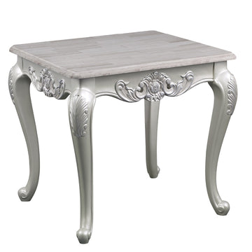 Melrose Traditional Style End Table Made With Wood In Silver Finish Silver Primary Living Space Coffee & End Tables Solid Wood Mdf Wood Parsons