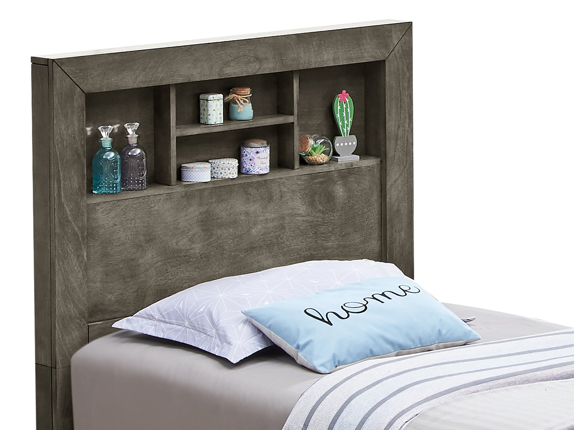 Elegant Transitional Gray Frame Bed Box Spring Required Queen Gray Particle Board