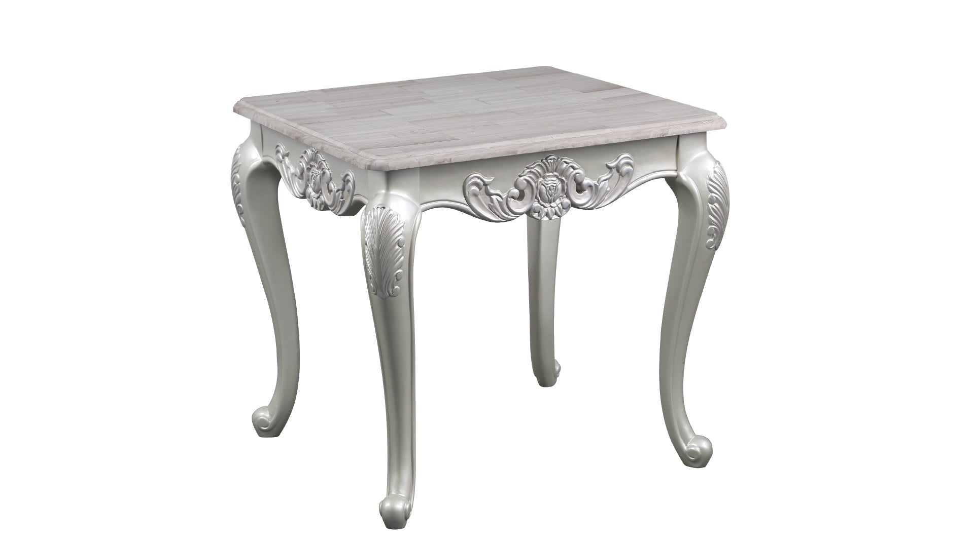 Melrose Traditional Style End Table Made With Wood In Silver Finish Silver Primary Living Space Coffee & End Tables Solid Wood Mdf Wood Parsons