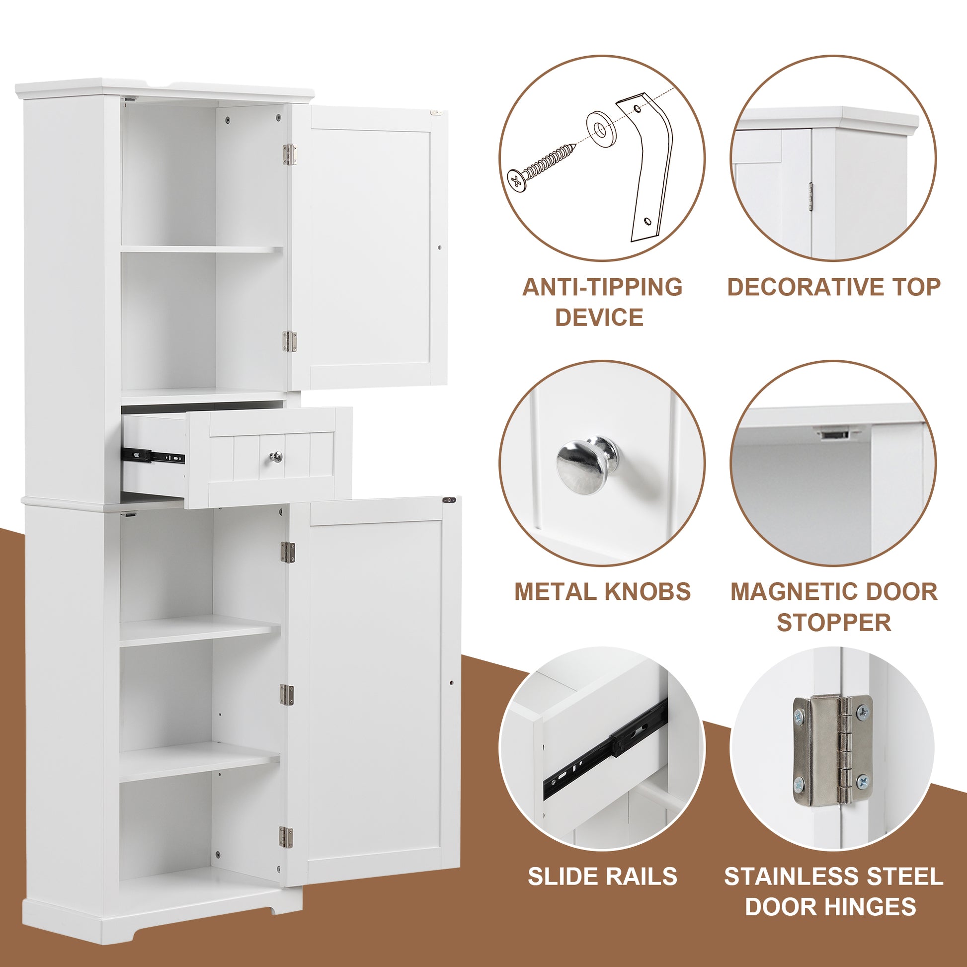 Tall Bathroom Storage Cabinet, Freestanding